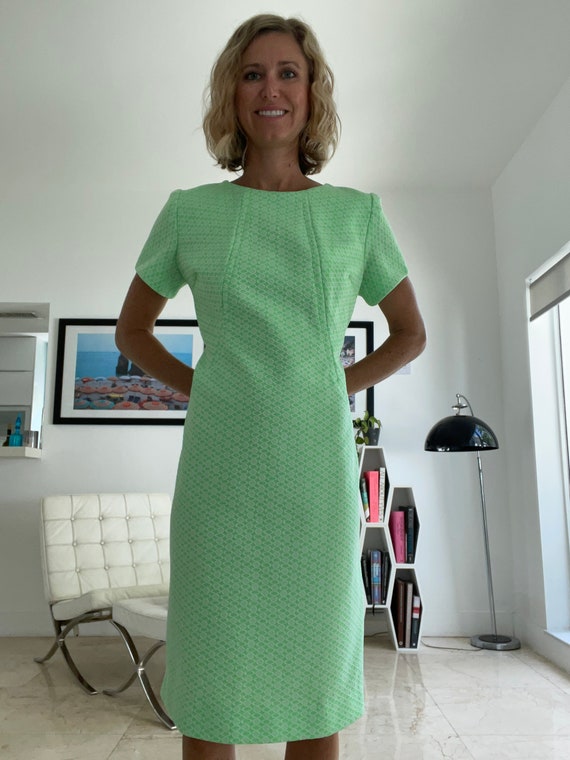 60s Mod Neon Lime Green Shift Dress Medium