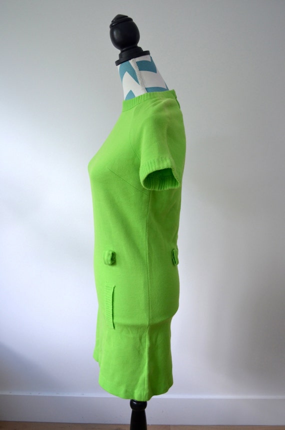 Vintage 1960s Lime Green Mod Shift Dress - Mini D… - image 3