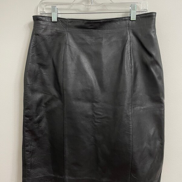 Black Leather Skirt - Etsy