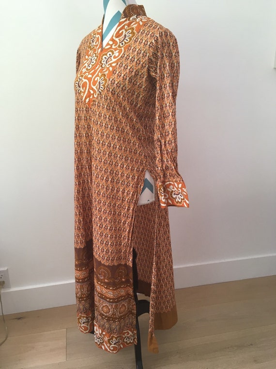 Vintage 1970s Caftan Tunic Indian Ethnic Dress Br… - image 6