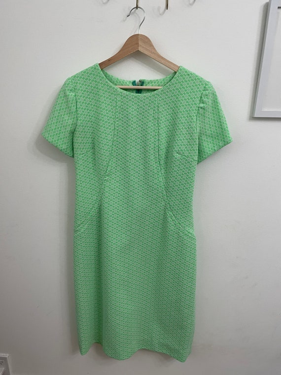 60s Mod Neon Lime Green Shift Dress Medium - image 2