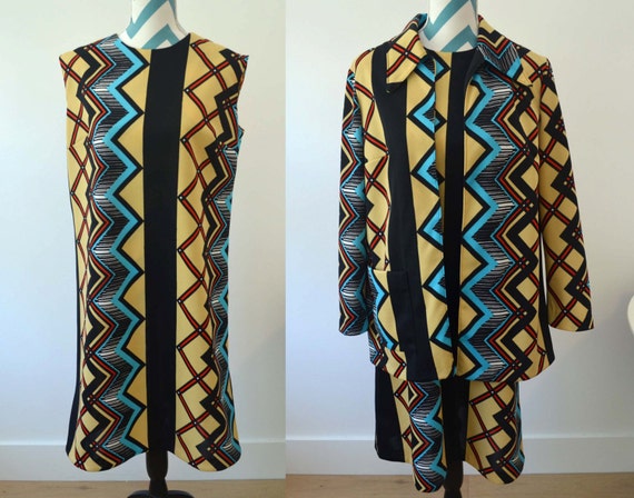 Vintage 1960s Dress Jacket Set - Sleeveless Shift… - image 1