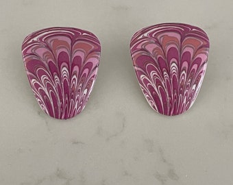 Vintage Marble Swirled Pink Purple Earrings Pierced Ears