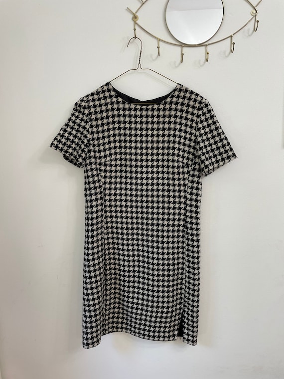 Vintage Houndstooth Shift Dress Black and White Size 8 - Etsy