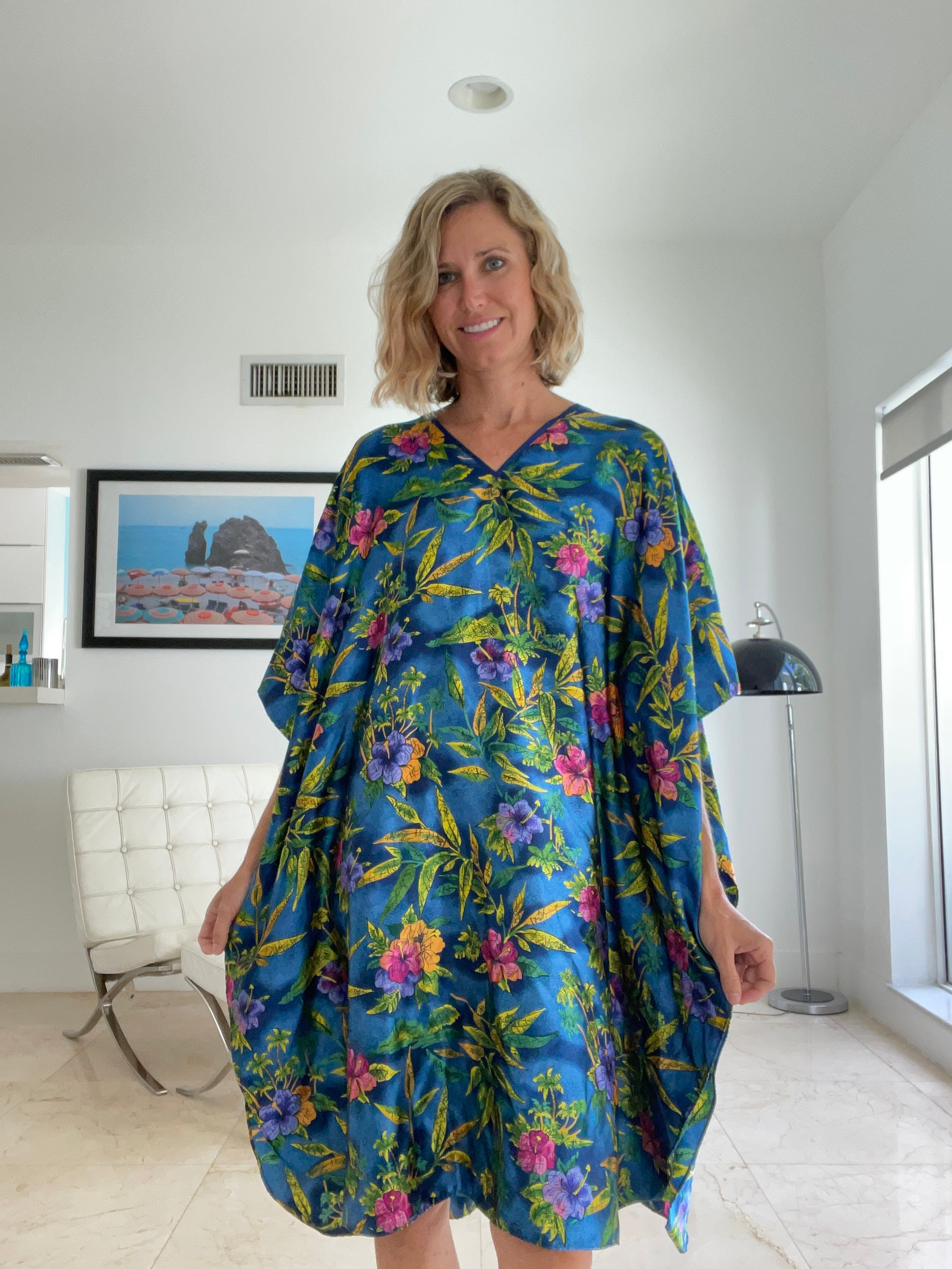 Buy Vintage Hawaiian Print Moo Mookaftan Dress Tropical Print One