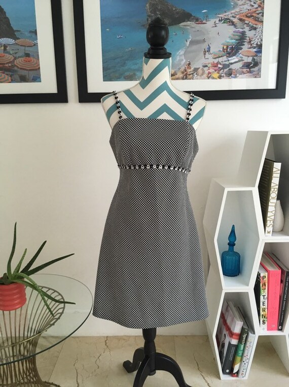 Vintage Gingham Plaid Daisy Spaghetti Strap Shift