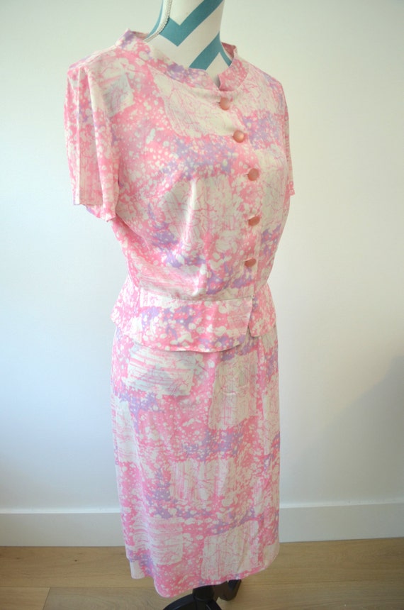 Vintage 1960s Tie Dye Skirt and Blouse Suit - Mid… - image 2