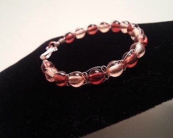 Knotted Wire and Glass Bead Bracelet in Copper Tones