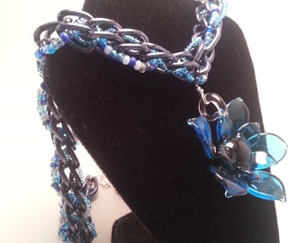 Elsa's #Frozen Blue Glass Rose on Beaded Necklace