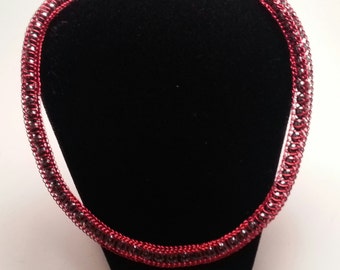 Red Wire and Hematite Viking Knit Choker