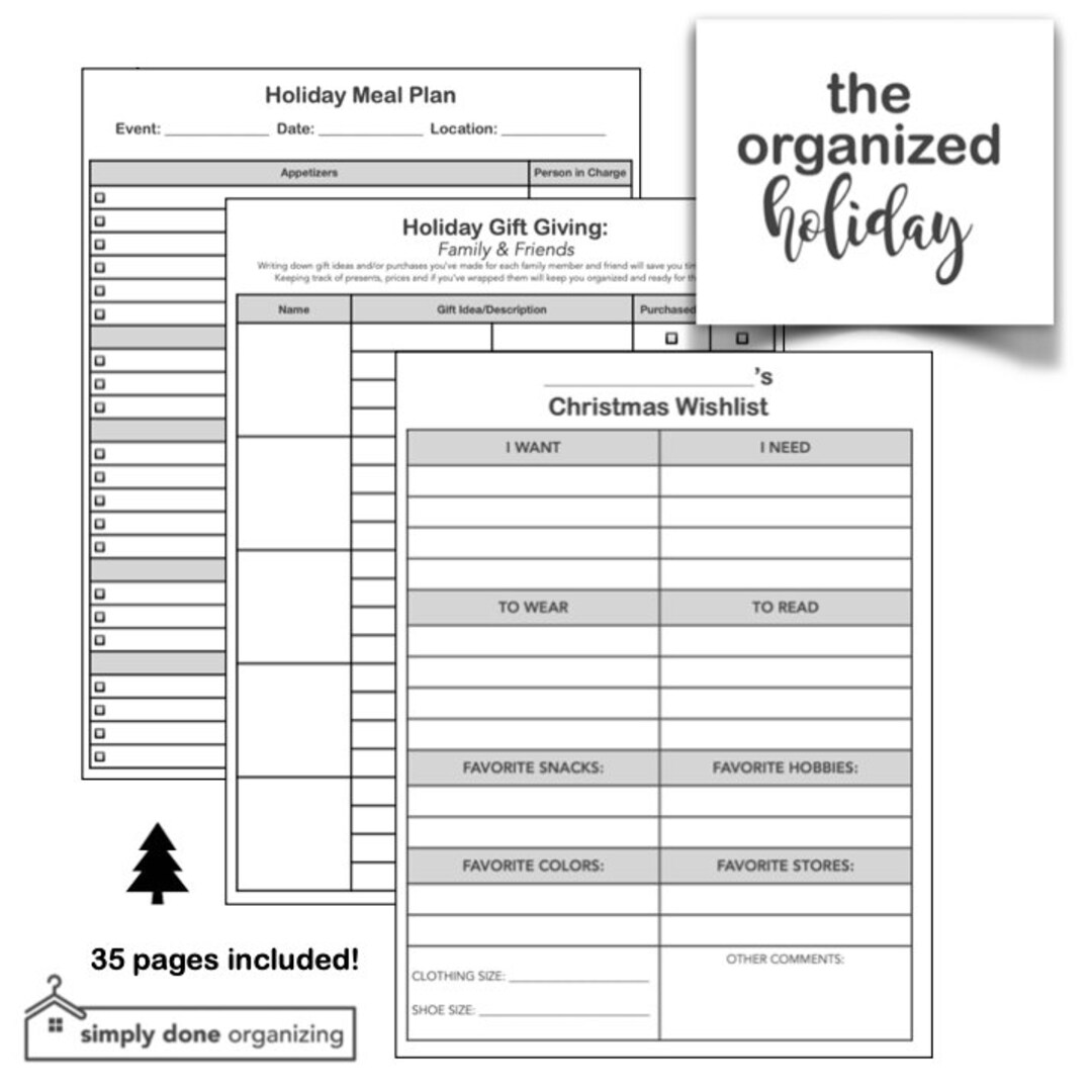 Organized Holiday, Christmas Gift Planner, Holiday Printable, Holiday Planner Bundle, Xmas