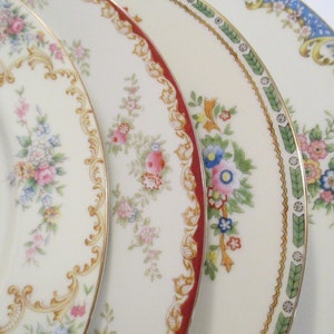 Vintage Mismatched China Dinner Plates, Holidays, Birthday, Wedding, Shabby, Farmhouse, Cottage Chic, Family Dinner, Gift Set of 4 image 5