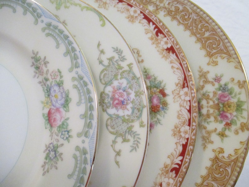 Vintage Mismatched China Dessert Plates Bread Plates Shabby Etsy