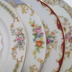 Vintage Mismatched China Dessert Plates, Bread Plates, Birthday, Baby Shower, Holiday, Gift, Wedding, Tea Party, Bridal Shower - Set of 4