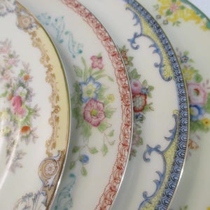 Vintage Mismatched China Salad Plates - Set of 4