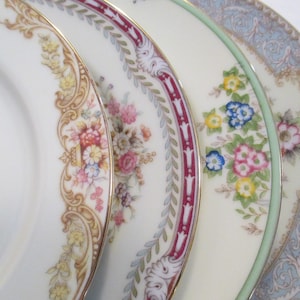 Mismatched China Small Dessert Plates, Bread Plates, Easter, Mother&#39;s Day, Garden Party,Birthday, Tea Party, Baby Shower, Birthday- Set of 4
