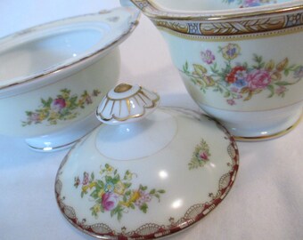 Vintage Mismatched China Sugar and Creamer Set, Tea Party, Tea Set, Garden Party, Shabby, Cottage Chic, Wedding China