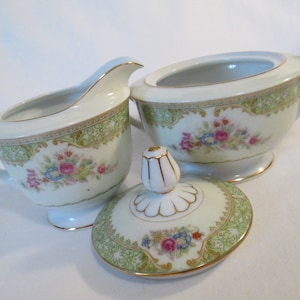 Vintage King Court China Jeanne Sugar Bowl and Creamer Set, Shabby, Tea Party, Wedding, Bridal Luncheon, Thanksgiving, Christmas