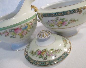 Vintage Mismatched China Sugar Bowl & Creamer Set for Tea Party, Garden Party, Bridal Luncheon, Wedding Gift, Tea Set