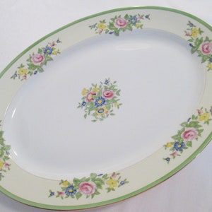 Vintage China Oval Serving Platter 16 inch, Thanksgiving, Christmas, Gift, Farmhouse, Shabby, Garden Party, Wedding Gift