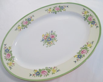 Vintage China Oval Serving Platter 16 inch, Thanksgiving, Christmas, Gift, Farmhouse, Shabby, Garden Party, Wedding Gift