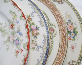 Vintage Mismatched China Salad Plates - Set of 4