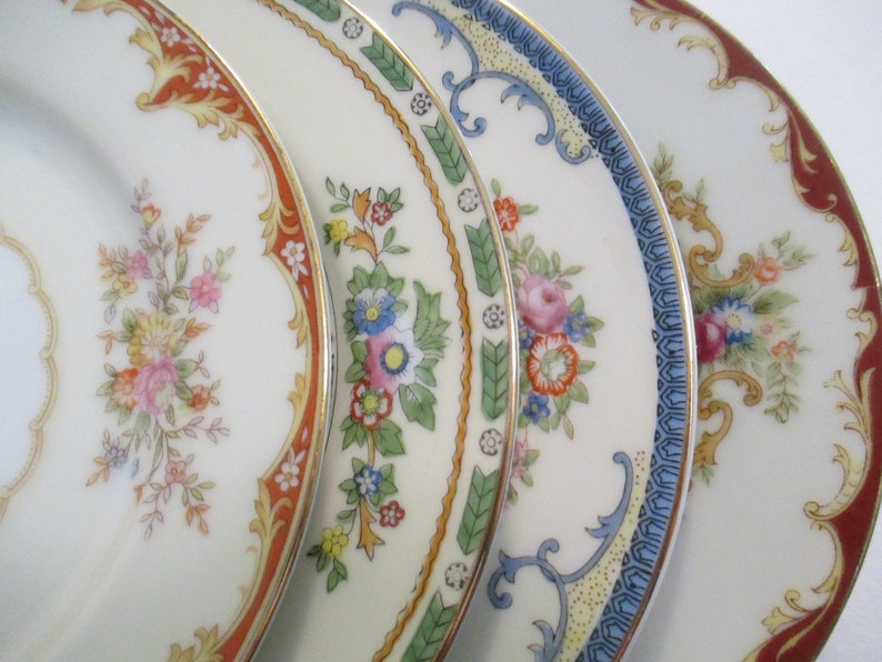 Vintage Mismatched China Dessert Plates Bread Plates Etsy