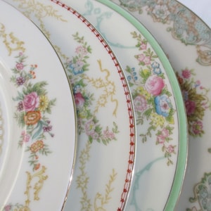 Vintage Mismatched China Salad Plates - Set of 4