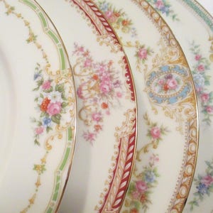 Vintage Mismatched China Dinner Plates, Thanksgiving, Christmas, Garden Party, Birthday, Wedding, Farmhouse, Chic, Family Dinner -Set of 4
