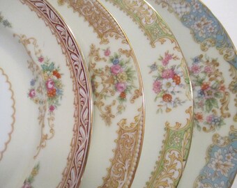 Vintage Mismatched China Salad Plates for Farmhouse, Cottage Chic, Shabby, Tea Party, Micro Wedding, Birthday, Garden Party, Gift - Set of 4