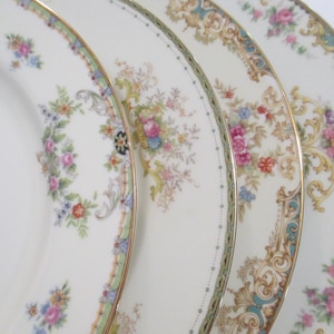 Vintage Mismatched China Dinner Plates, Farmhouse, Wedding, Birthday, Family Dinner, Easter, Thanksgiving, Christmas, Garden Party- Set of 4
