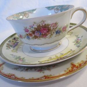 Vintage Mismatched China Cup, Saucer and Bread Plate for Thanksgiving, Christmas, Tea Party, Birthday, Gift