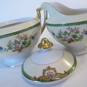 Vintage Meito China Sugar Bowl and Creamer Set, Tea Party, Wedding, Bridal Luncheon, Baby Shower, Shabby