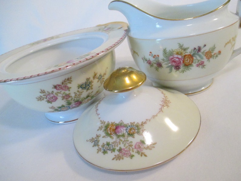 Vintage Mismatched China Sugar & Creamer Set for Farmhouse, Shabby, Rustic, Tea Party, Wedding, Bridal Shower, Baby Shower image 5