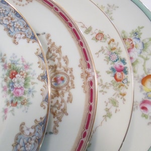 Vintage Mismatched China Dessert Plates, Bread Plates for Farmhouse, Shabby, Rustic, Tea Party, Wedding, Hostess Gift, Tea Plates - set of 4