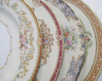 Vintage Mismatched China Salad Plates - Set of 4