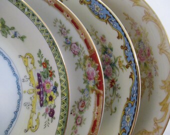 Vintage Shabby Mismatched China Dessert Bowls, Fruit Bowls, Berry Bowls. Farmhouse, Rustic, Tea Party, Holidays, Gift, Wedding - Set of 4