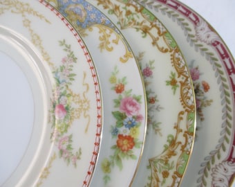 Vintage Mismatched China Dessert Plates - Set of 4