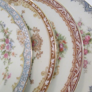 Vintage Mismatched China Small Dessert Plates, Bread Plates, Garden Party, Birthday, Gift, Tea Party, Bridal Shower, Farmhouse - Set of 4