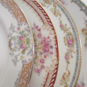 Vintage Mismatch China Salad Plates for Wedding, Bridal Luncheon, Shabby, Farmhouse, Birthday, Garden Party, Mother's Day, Gift - Set of 4