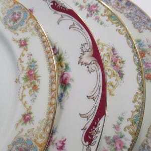 Vintage Mismatched China Dinner Plates - Set of 4