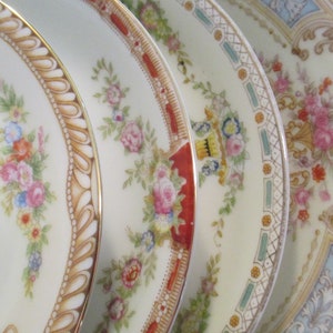 Vintage Mismatched China Saucers for Tea Party, Wedding, Bridal Shower, Bridal Luncheon, Plate Wall, Farmhouse, Shabby, Gift - Set of 4