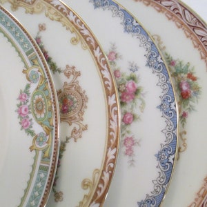 Vintage Mismatched China Small Dessert Plates, Bread Plates for Tea Party, Bridal Luncheon, Wedding, Birthday, Holidays, Gift-Set of 4
