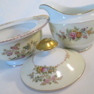 Vintage Mismatched China Sugar & Creamer Set for Farmhouse, Shabby, Rustic, Tea Party, Wedding, Bridal Shower, Baby Shower image 1