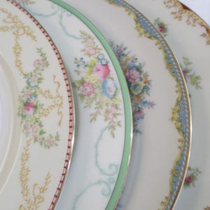 Vintage Mismatched China Dinner Plates - Set of 4