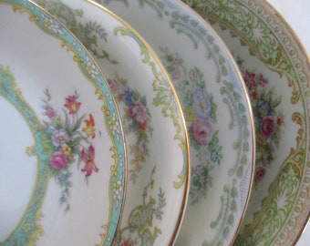 Vintage Shabby Mismatched China Dessert Bowls, Fruit Bowls, Berry Bowls. Farmhouse, Rustic, Tea Party, Holidays, Gift, Wedding - Set of 4