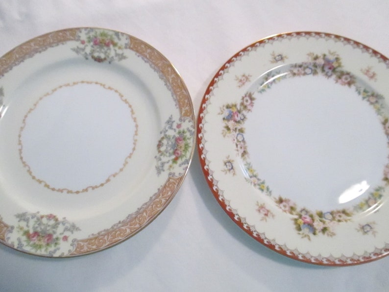 Vintage Mismatched China Salad Plates for Holidays, Birthday, Wedding, Bridal Luncheon, Shower, Farmhouse, Shabby, Rustic, Chic Set of 4 image 3