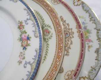 Vintage Mismatched China Salad Plates - Set of 4