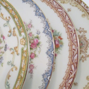 Vintage Mismatched China Small Dessert Plates, Bread Plates for Holidays, Birthday, Baby Shower, Wedding, Farmhouse, Tea Party - Set of 4