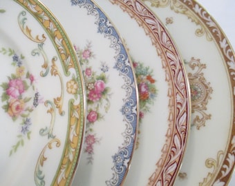 Vintage Mismatched China Small Dessert Plates, Bread Plates for Holidays, Birthday, Baby Shower, Wedding, Farmhouse, Tea Party - Set of 4